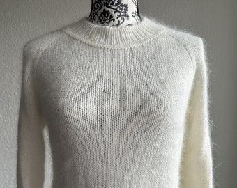 Hand knit sweater, mink down sweater, cozy sweater, delicate sweater