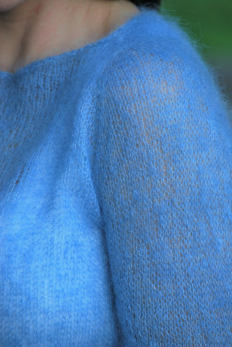 Hand knit sweater women, kid silk sweater, cozy sweater hand knitted, delicate sweater image 9