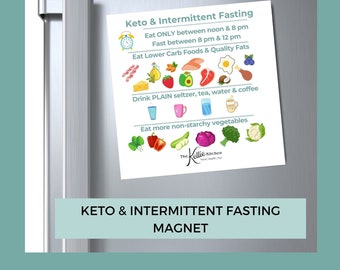 Keto Diet & Intermittent Fasting Magnet, Keto Grocery List, Keto Shopping List, Keto Cheat Sheet Keto Diet for Beginners