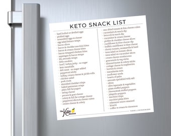 Keto Snack List Magnet | Healthy Diet | Low Carb | Weight Loss | Diet Guide | Keto Snacks | | Low Carb Snack List Keto Diet for Beginners