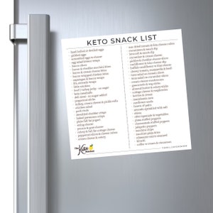 Keto Snack List Magnet Keto Diet Low Carb Weight Loss Diet Guide Keto Snacks Low Carb Snack List Keto Diet for Beginners image 2