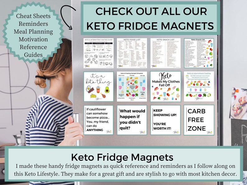 Keto Snack List Magnet Keto Diet Low Carb Weight Loss Diet Guide Keto Snacks Low Carb Snack List Keto Diet for Beginners image 7