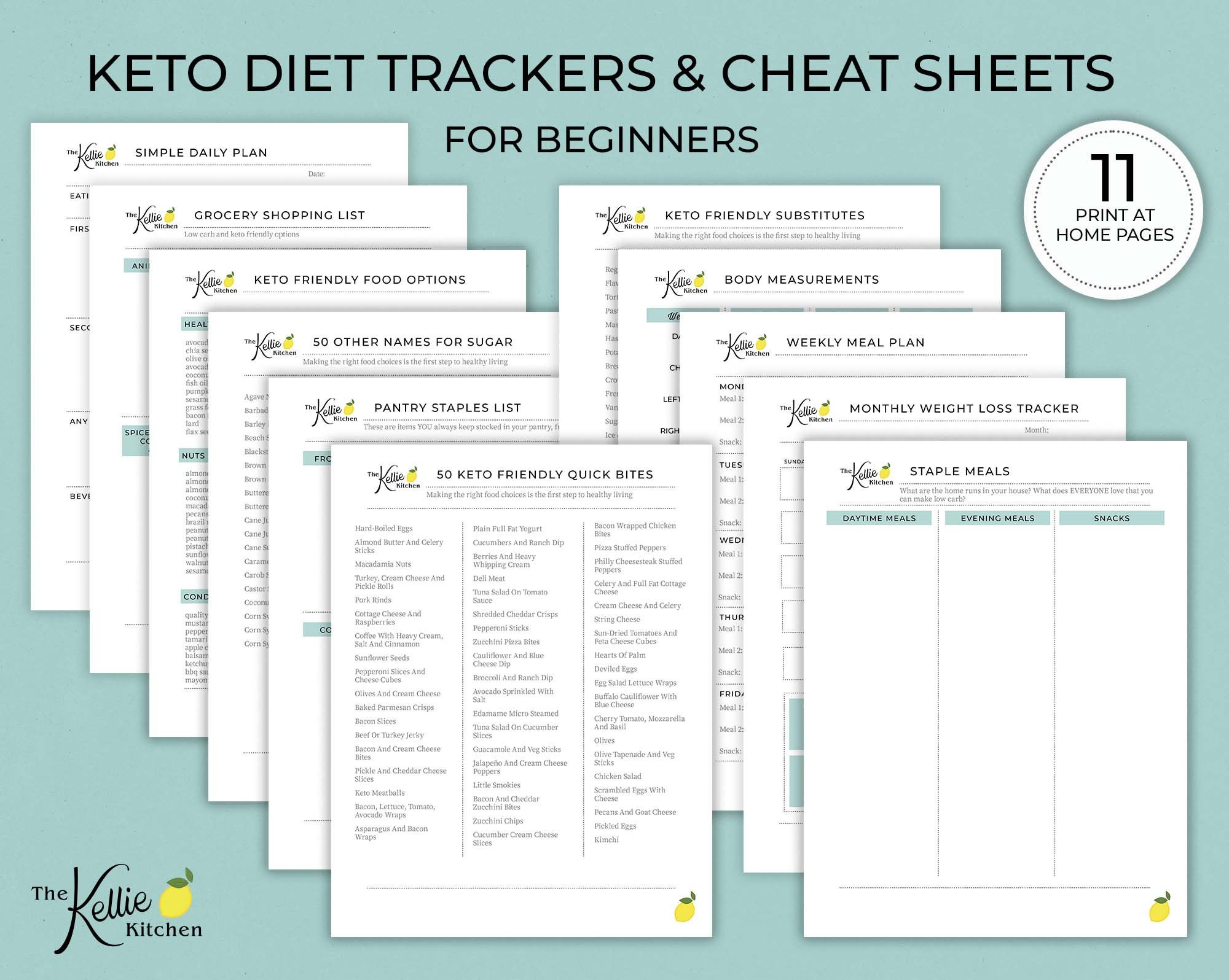 Keto Diet Trackers &amp; Cheat Sheets for Beginners | Etsy