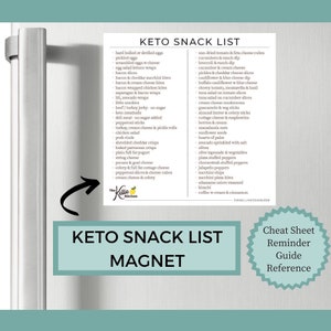 Keto Snack List Magnet Keto Diet Low Carb Weight Loss Diet Guide Keto Snacks Low Carb Snack List Keto Diet for Beginners image 5