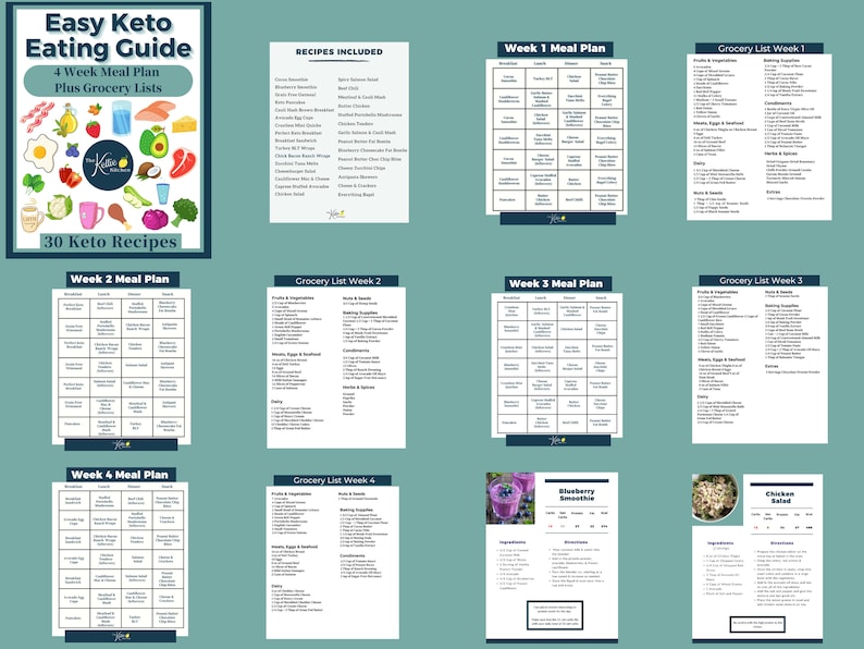 Plan de repas Keto Plan de repas de perte de poids Régime alimentaire Liste d'épicerie image 3