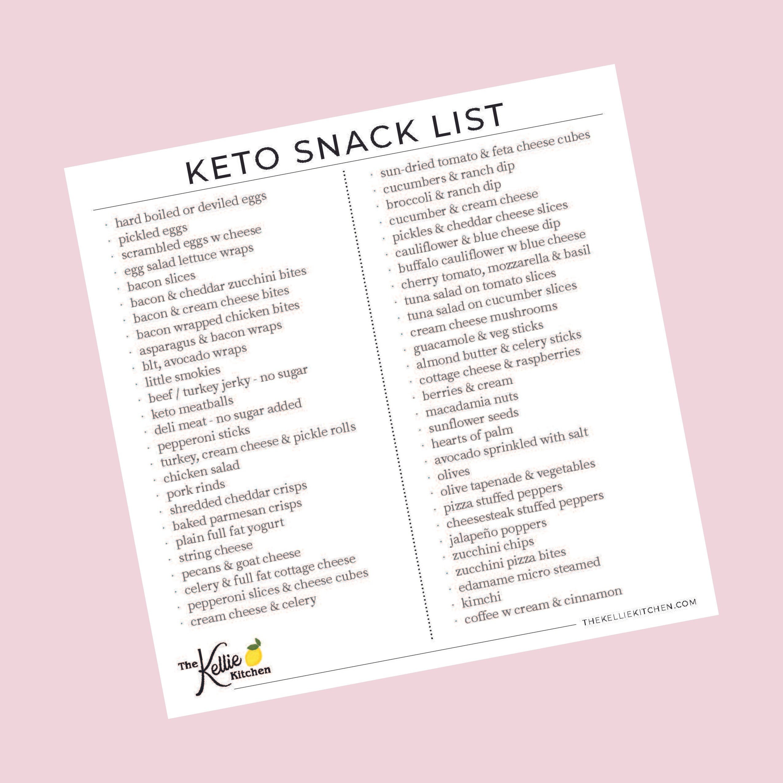 Keto Snack List Keto Cheat Sheet Low Carb Weight Loss Reference
