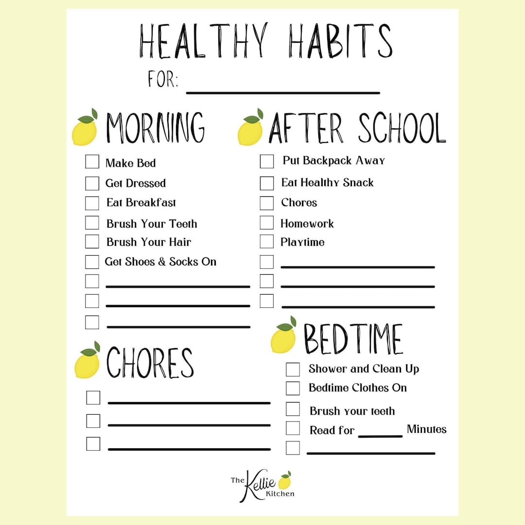 Healthy habits checklist kids daily routine printable daily 44 off