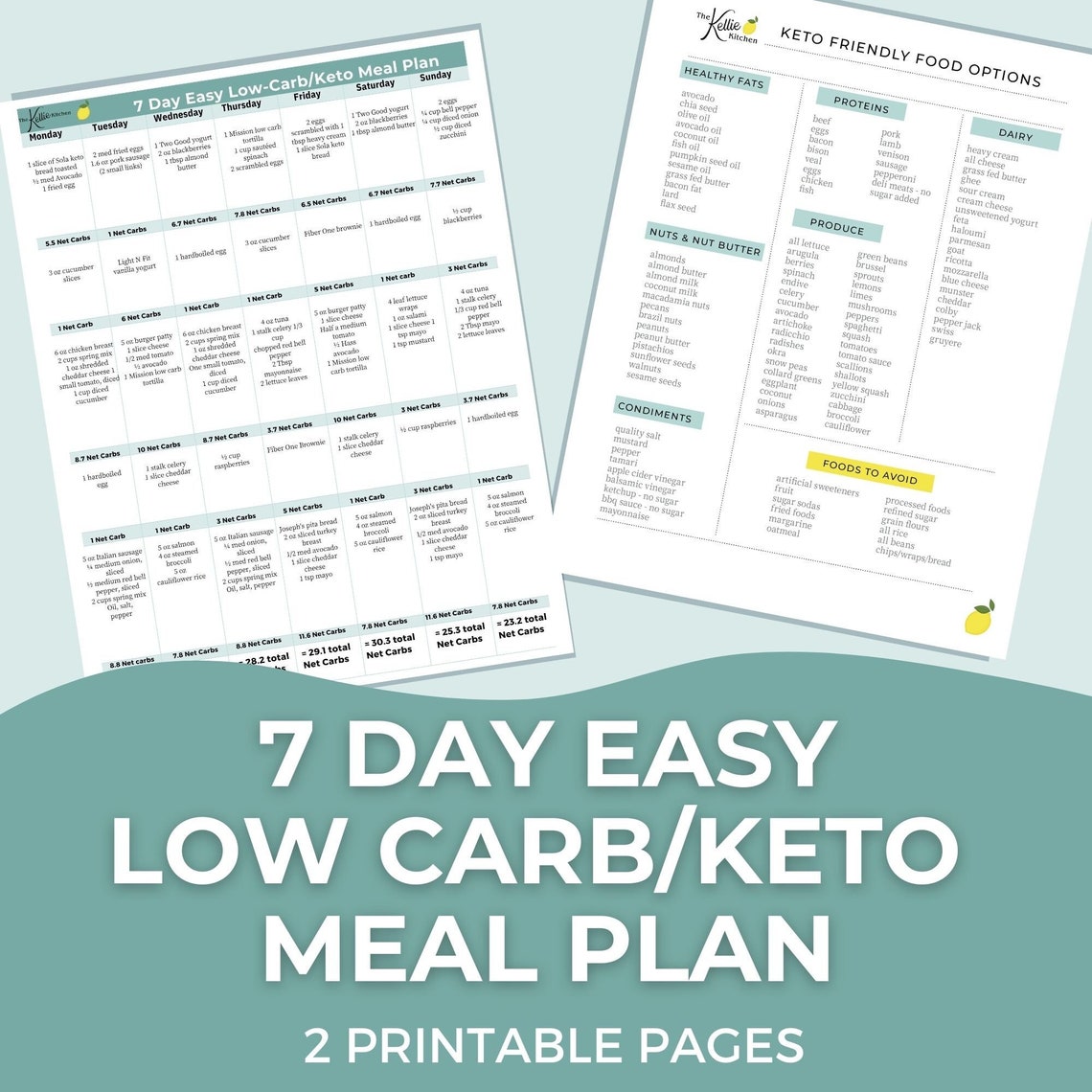 7 Day Meal Plan Keto Diet Plan Easy Low Carb Keto Friendly - Etsy