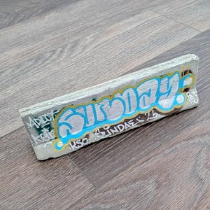 Concrete Custom Graffiti Fingerboard Obstacle - Realistic Street Ledge Ramp for Fingerboarding, Heavy Cement Mini Skatepark Block