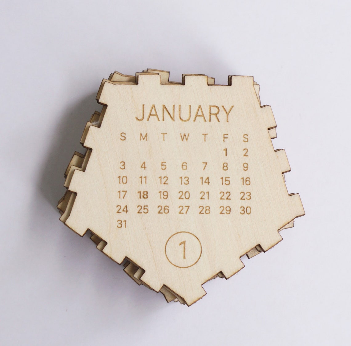 12 sided Wooden Puzzle Calendar 2021 Office Decor Gift New Etsy