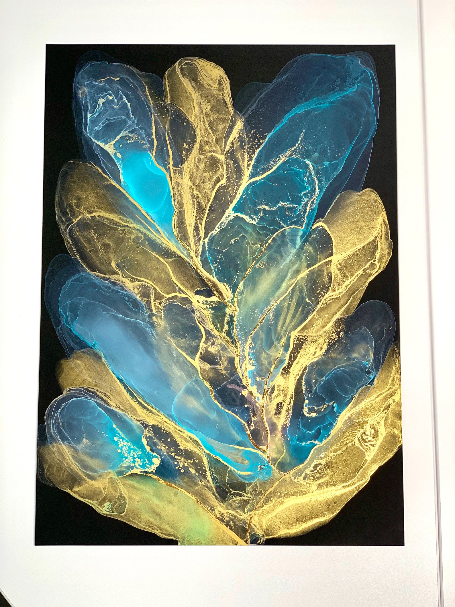 Black Alcohol ink Painting original wall decor Living room Etsy