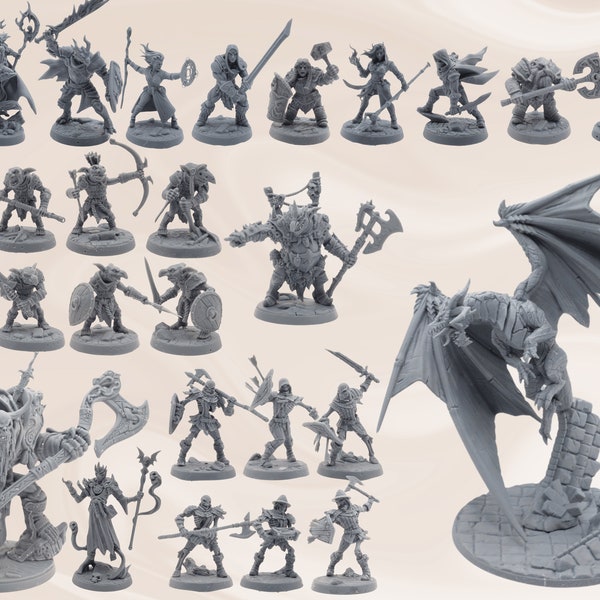 D&D Complete Campaign Miniatures Pack de démarrage de 25 pièces #1 | Ensemble de minis Donjons et dragons | 28 mm | Maître du donjon MD | D&D | Gobelins | Morts-vivants
