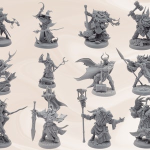 DnD High-Level Charakter Miniaturen 12 Stück Starter Pack | Dungeons and Dragons Mini Set | 28mm | König | Königin | Könige | D&D