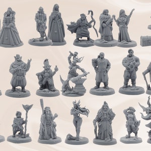 DnD NPC Miniaturen 24 Stück verschiedene Set | Dungeons and Dragons Mini Pack | 28mm | Dungeon Master NPC Paket | D&D