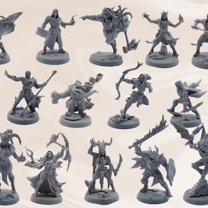 DnD Held Miniaturen 14er Starter Set #3 | Dungeons and Dragons Mini Set | 28mm |  Abenteuer Gruppe | Druide | Zauberer | Waldläufer | D&D