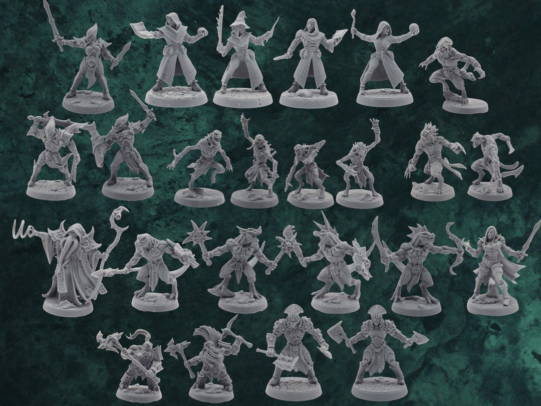 24pc Dnd Enemy Miniatures Set | 28mm 3D Printed Villains - Etsy