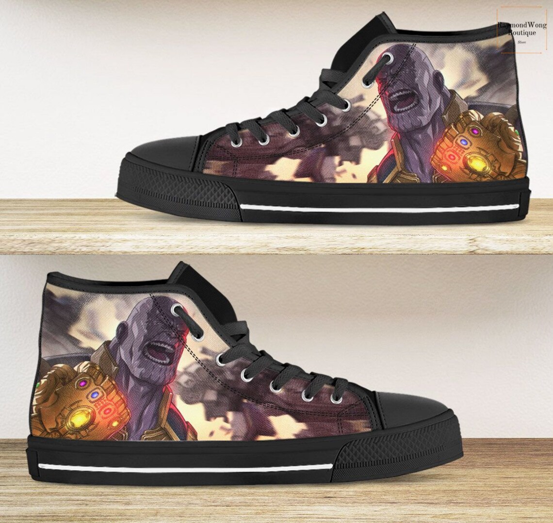 Thanos Avengers Marvel Movie Hightop Canvas Shoes Birthday Etsy