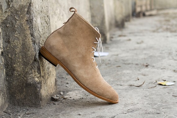 Gedragen De kamer schoonmaken navigatie Handmade Men's Beige Suede Boots Dress Designer Boots Men - Etsy