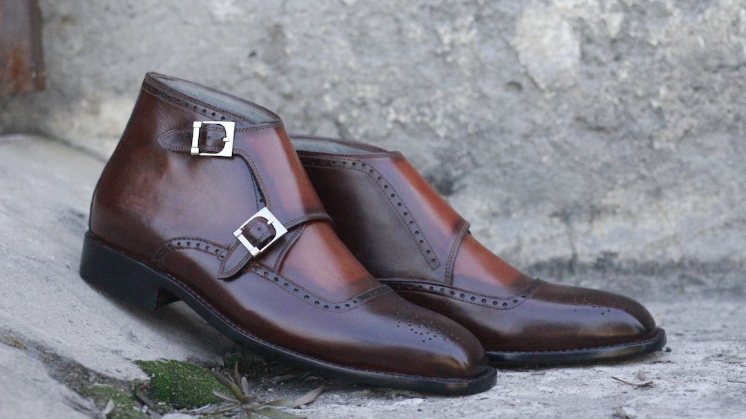 Handmade Men's Two Tone Buckle Boots Dress Designer Boots - Etsy