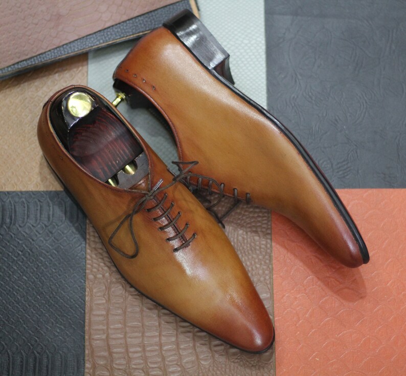 Handmade Men's Pointed Toe Dress Shoes Leather Whole Cut Etsy