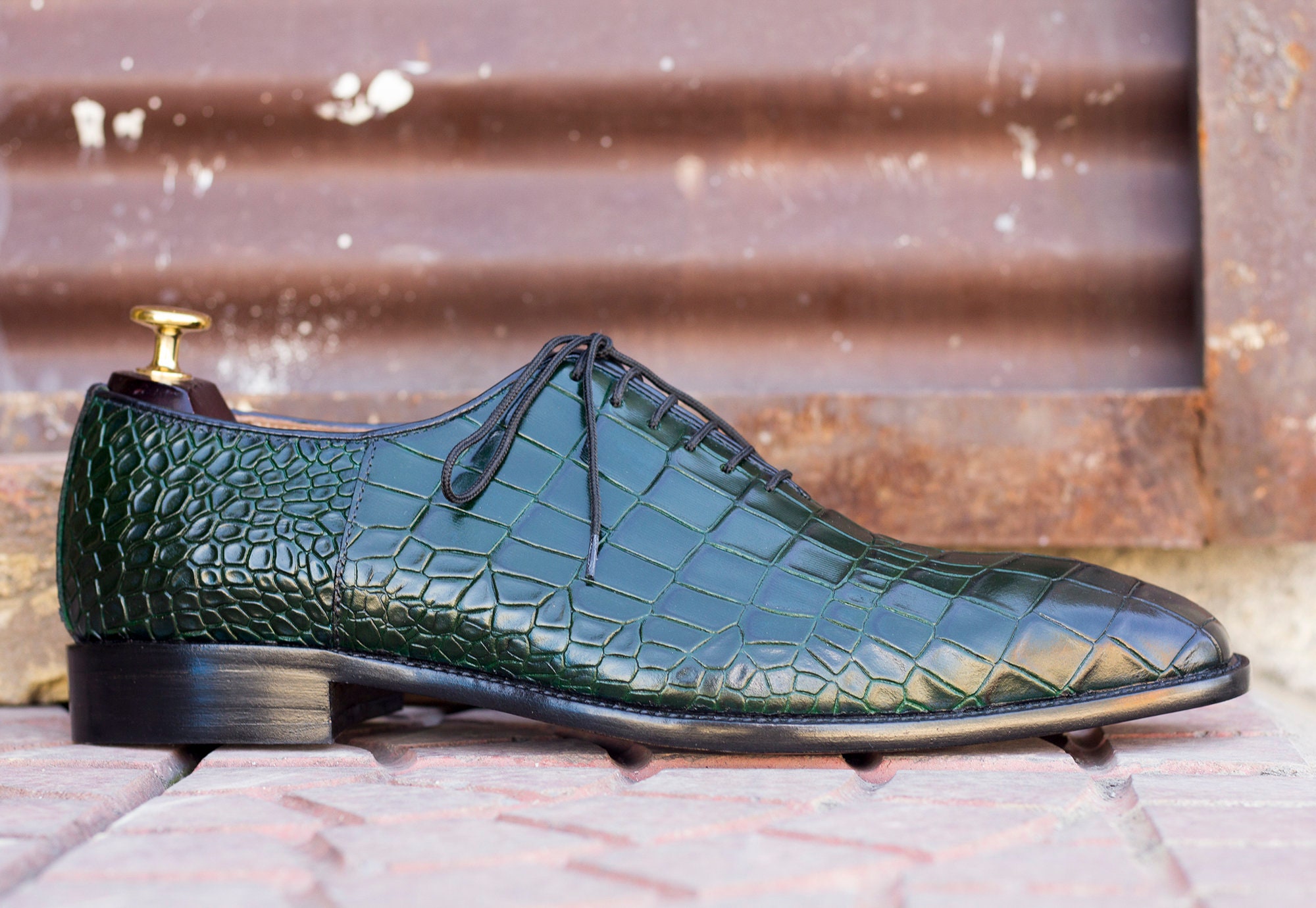 Italian Crocodile Skin Shoes by Ferrini Mens Black Unique Loafers 3877