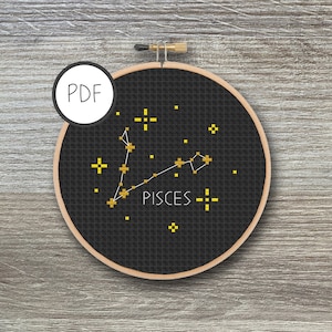 Pisces Cross Stitch Pattern Constellation | Star Signs, Stars, Zodiac, Astrology, DIY, Cross Stitch PDF
