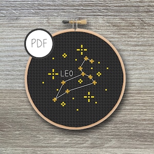 Leo Cross Stitch Pattern Constellation | Star Signs, Stars, Zodiac, Astrology, DIY, Cross Stitch PDF