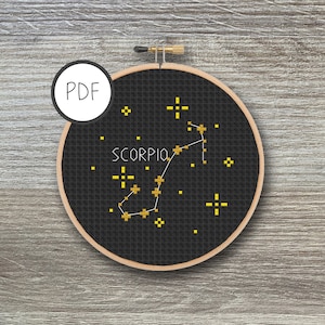 Scorpio Cross Stitch Pattern Constellation | Star Signs, Stars, Zodiac, Astrology, DIY, Cross Stitch PDF