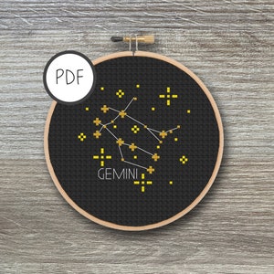 Gemini Cross Stitch Pattern Constellation | Star Signs, Stars, Zodiac, Astrology, DIY, Cross Stitch PDF