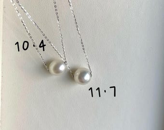 Collana di perle bianche dei mari del sud: pendente galleggiante in argento sterling