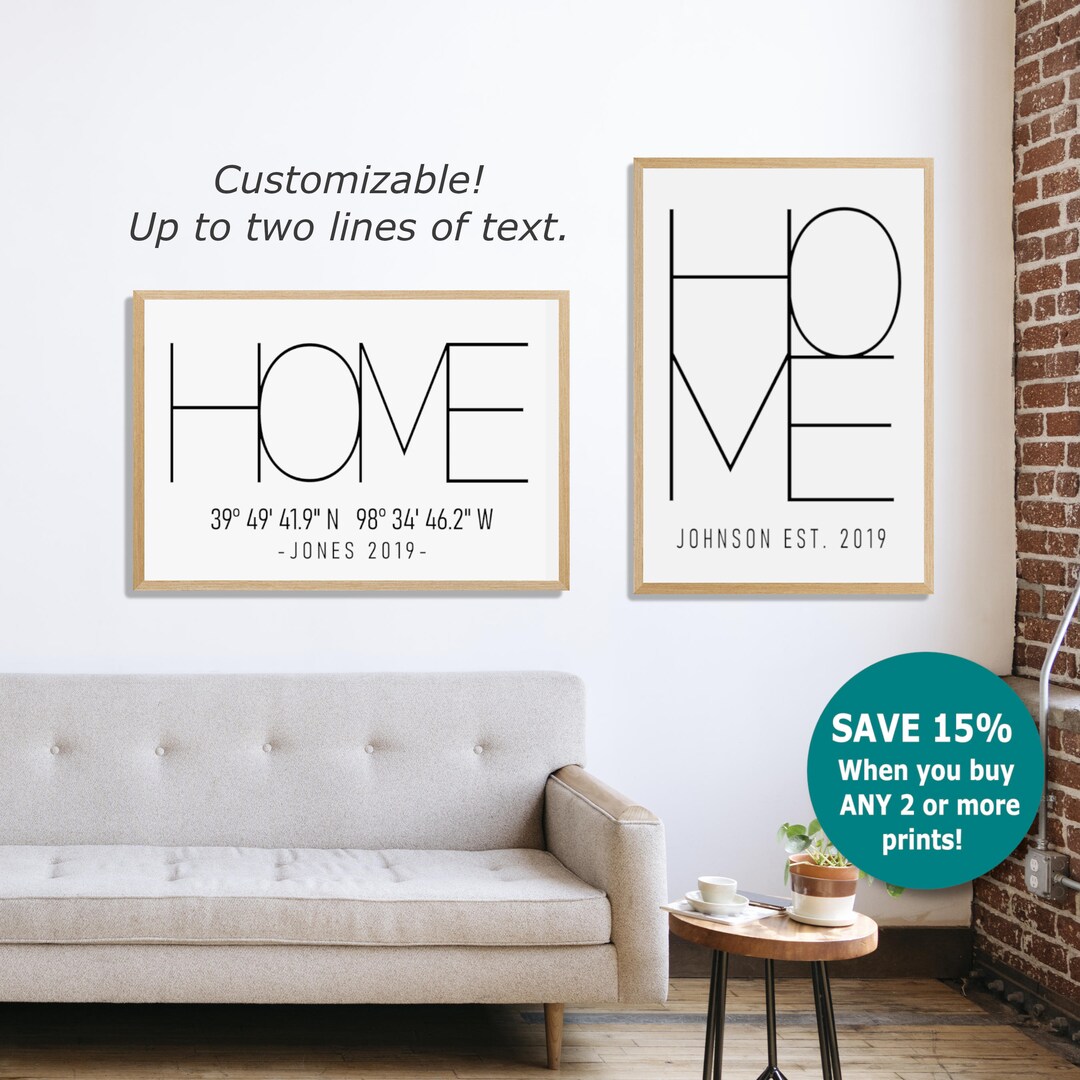 Custom Home Sign / Minimalist Home Print / Coordinates / Modern Design