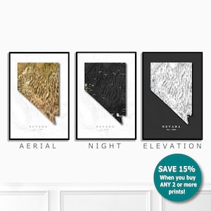 Nevada Map Art / Nevada Gift / State Map Print / Las Vegas / Home and Office Decor / Wedding or Birthday Present For Him or For Her