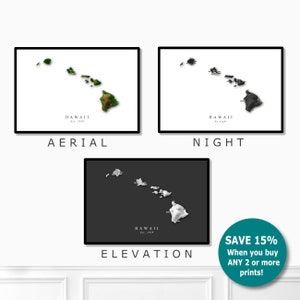 Hawaii Map Art / Hawaii Gift / State Map Print / Honolulu / Home and Office Decor / Wedding or Birthday Present For Him or For Her