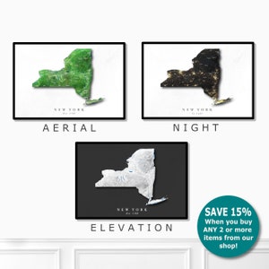 New York Map Art / New York Gift / State Map Print / Home and Office Decor / Wedding, New Home, Birthday Present for Him or Her
