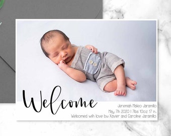 BA-011 Printable PDF file Twins Birth Announcement Photo Card