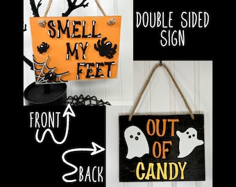 Halloween Door Knob Sign, Out Of Candy Sign, Halloween Home Decor