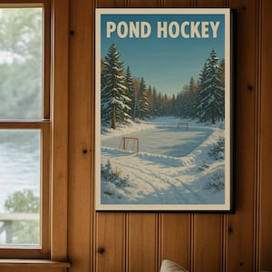 Vintage Pond Hockey Digital Print | Classic Hockey Wall Art