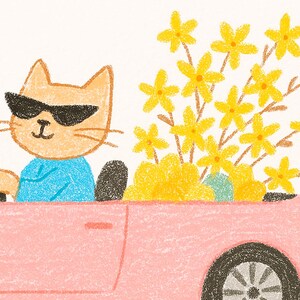 Frohe Ostern, Osterkarte, Karten, glücklich, Autos, Katze, Frühling, Blume, Ei, gelb, Kind, glücklich, rosa, Kaninchen