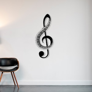 Muurkunst metalen solsleutel: decor muziekstudio, cadeau muzikant