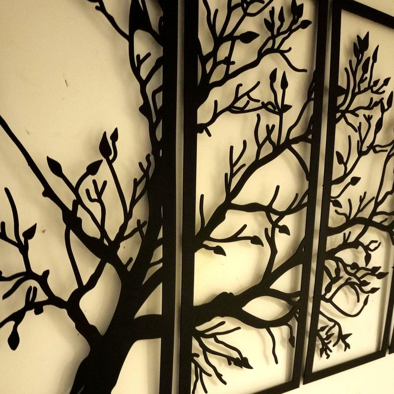 Minimalist Tree Metal Wall Art - 5-piece Branch Tree Home Decor ...