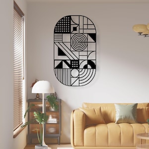 Modern Geometric Metal Wall Art, Minimalist Living Room Decor, Outdoor Metal Wall Art, Unique Birthday Gift, Mothers Day Gift, Gift for Her