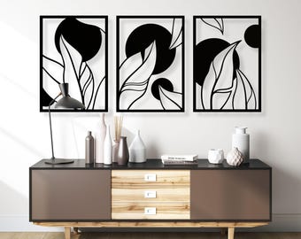 Geometric Botanical Metal Wall Art - Modern Floral Home Decor - Unique Birthday Gift