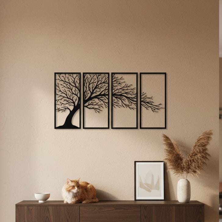 Tree Branch Metal Wall Art - Large Over Sofa Decor, Outdoor Safe - Etsy