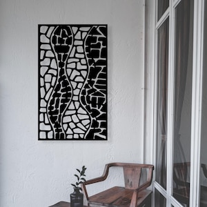 Iconic Metal Wall Art, Modern Metal Line Wall Art, Unique Abstract Metal Wall Decor, Housewaming Gift, Gift for family, Porch metal Wall Art