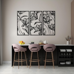 Flowers Metal Wall Decor, Botanical Metal Wall Art, Kitchen Metal Wall Art, Home Garden Metal Wall Art, Gift for Mom, Christmas Gift