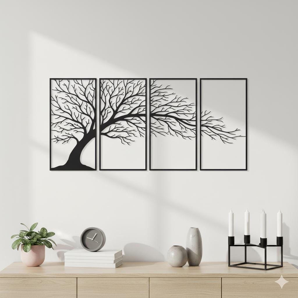 Tree Branch Metal Wall Art - Large Over Sofa Decor, Outdoor Safe - Etsy