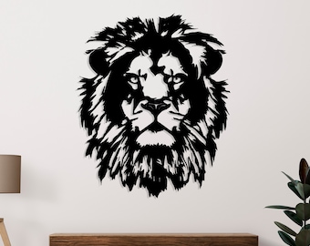 Lion Head Metal Wall Art: Large Steel Lion Sign