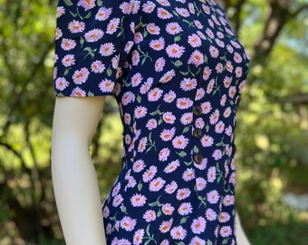 80s floral prairie style dress, size small