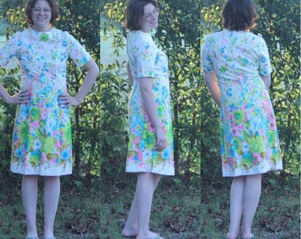 Vintage hand-painted dress, 70s, size S/M