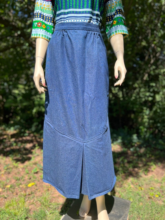Vintage long denim skirt, made in Texas